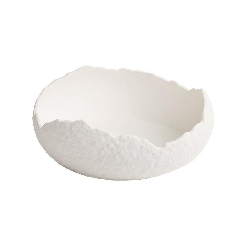 White ceramic soup bowl, household Japanese shaped dessert bowl, irregular creative fruit salad bowl