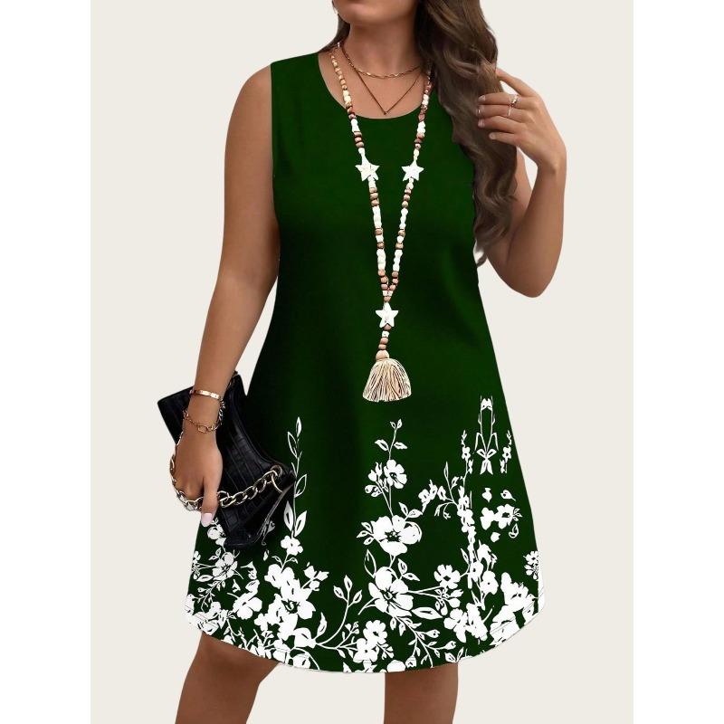 Women Abstract Geometric 3D Print Dress O Neck Sleeveless Loose Casual Mini Dress Summer Daily Outfit Dresses