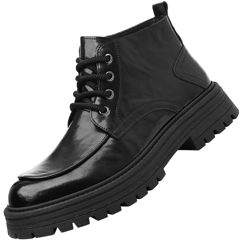 

High quality autumn and winter men s boots Retro British design style Office or fashion party Thick soled leather shoes 44
