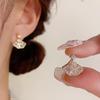 S925 Silver Needle Zircon Fan-Shaped Stud Earrings for Women - Exquisite, Versatile, and Super Shiny