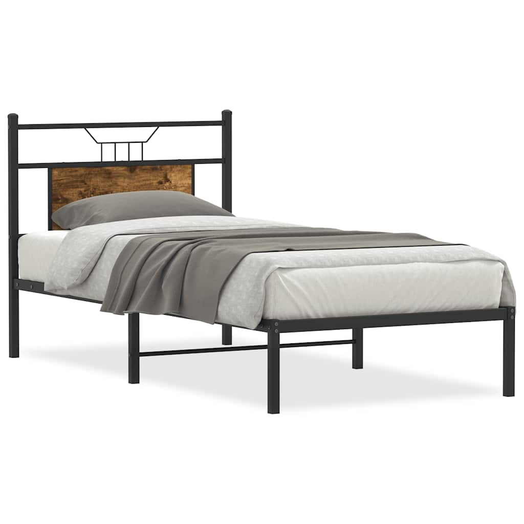 Bed Frame without Mattress Smoked Oak Finish 75 x 190 cm Wood Based Material