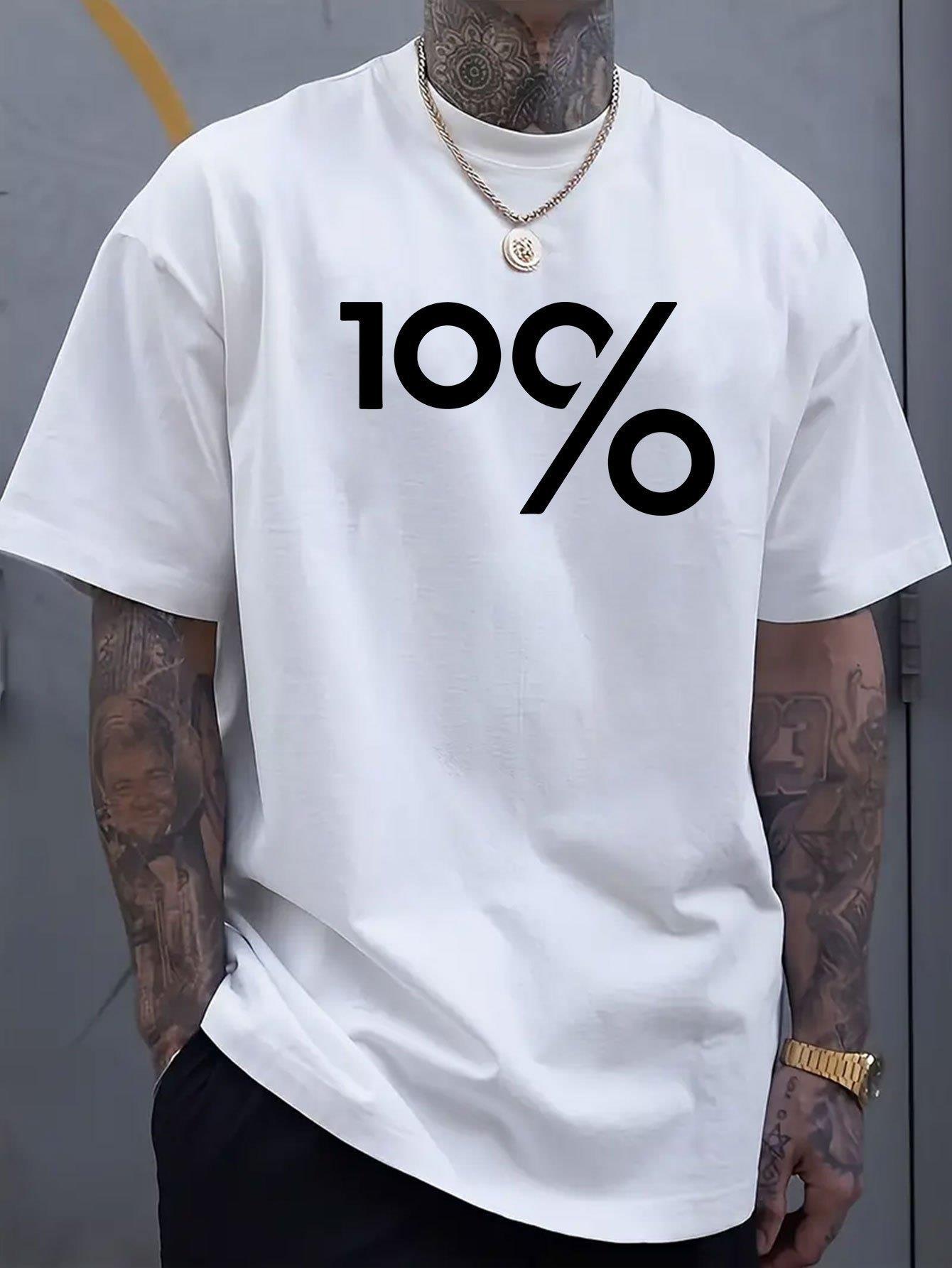 100% Cotton T-shirt with a Bold 100% Graphic Print - Breathable Crew Neck Short Sleeve T-shirt S