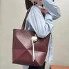 Luo Family Popular Puzzle Folding Geometry Bag Portable Tote Bag Versatile Large Capacity Leather Folding Tote Bag