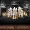 Wolf Pack Howling 5 Piece Five Panel Wall Canvas Print Modern Poster Pictures Home Decor Gift For Him For Her