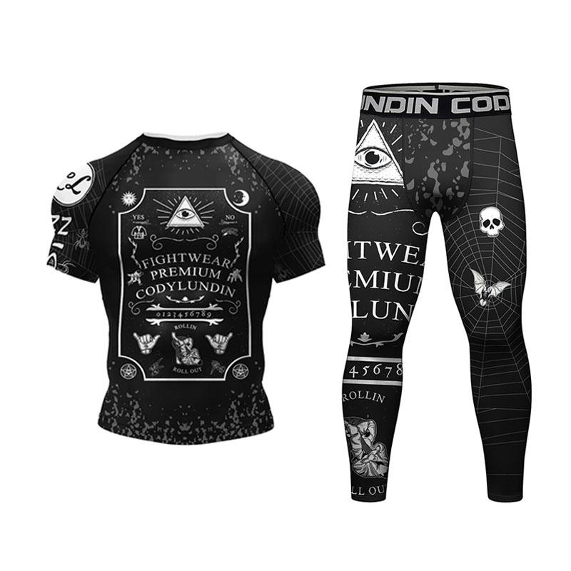New MMA Boxing Rashguard T-shirt+Pant Sets