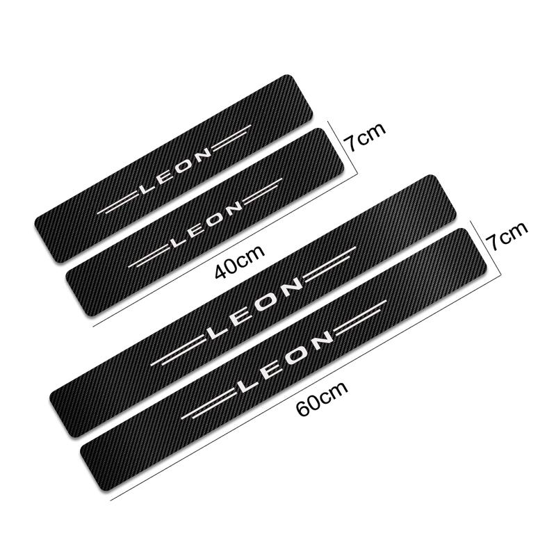 For Seat Arona Ateca Toledo Ibiza Leon Alhambra Altea Arosa Cordoba Exeo Mii Tarraco Carbon Fiber Pattern Car Door Sill Stickers