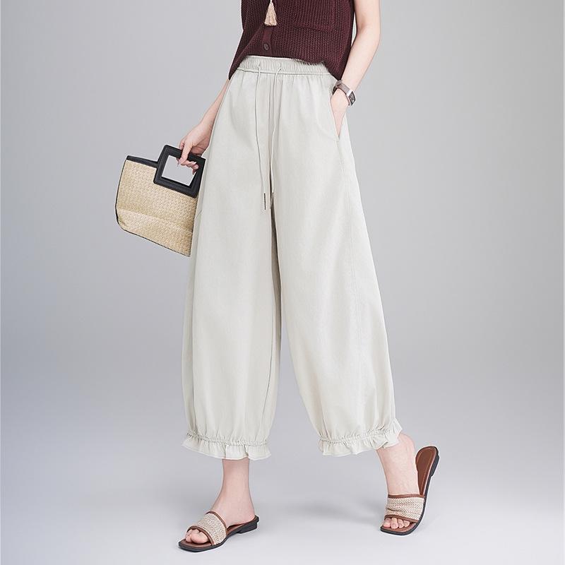 

2026 Creative Lace Scimitar Cropped Balloon Pants - Slim Fit, Casual Style Size 28 брудно-білий