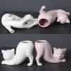 Cartoon Cat Flower Pot Vase Cute Cat Tail Succulent Planting Pots Porcelain Flower Vase Flowerpot Home Decoration Accessories