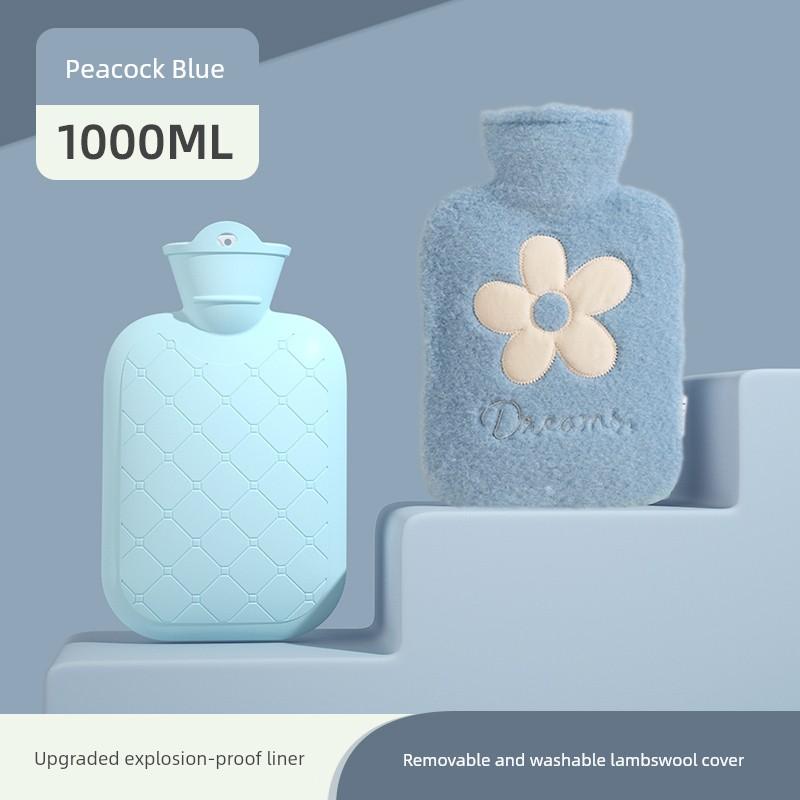 Hot Water Bottle, Thickened Explosion-Proof Hand Warmer, Small Hand Warmer Bag, Women's Belly Warmer, Plush Hot Compress Water Bag