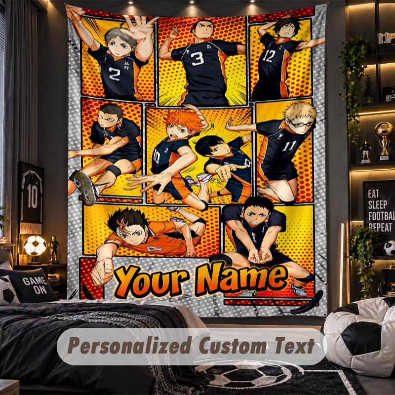 Personalized Wall Tapestry,Haikyuu Custom Printed Name, Fabric Wall Art For Indoor Room Backdrop