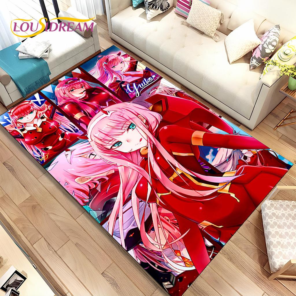 Alfombra de área de anime Zero Two DARLING In The FRANXX, Alfombra para sala de estar, dormitorio, sofá, felpudo de decoración, Alfombra de suelo antideslizante para niños
