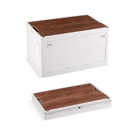 Rakukatsu Storage Box Folding Case Wooden Lid Container 5-Sided Opening Clothing Accessible from All Directions (L-1 Layer 523630cm)