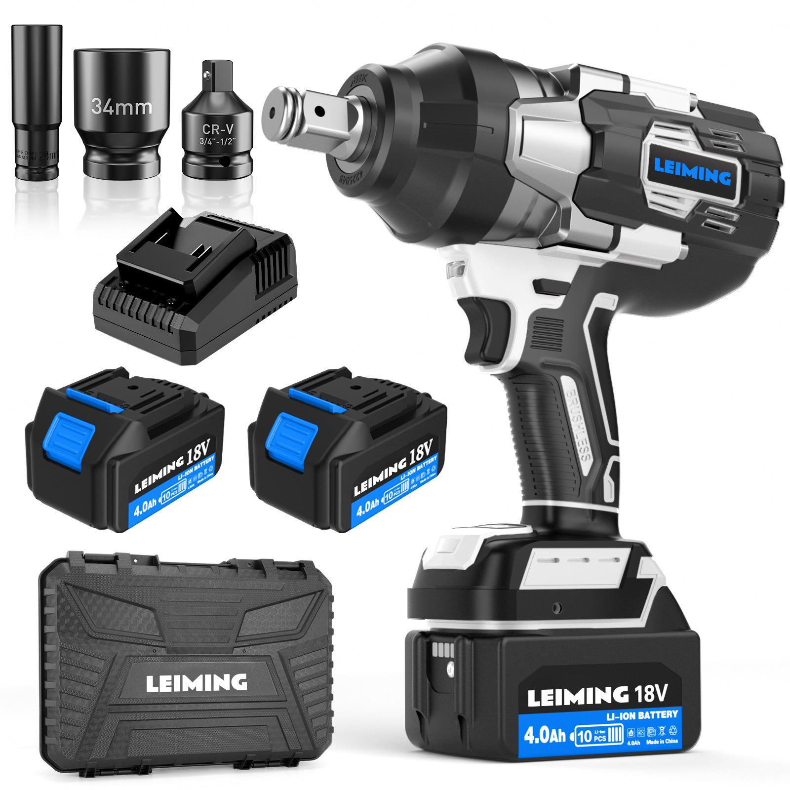 

Безщітковий акумуляторний електричний гайковерт Leiming MG-8013 1500 Нм з літієвою батареєю для авторемонту та монтажу риштувань 21V Quick Charge