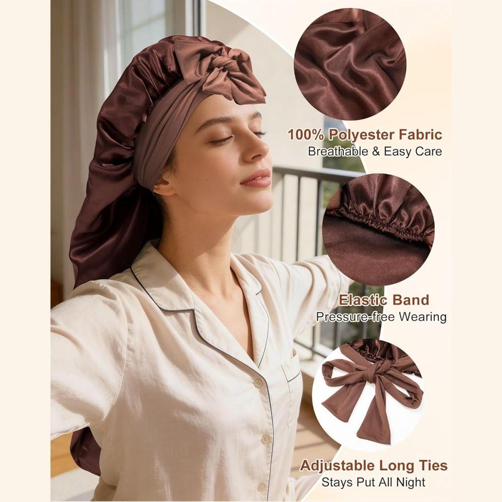 Haarschutz Satin Haube Lockige Haare Zopf Haube Extra Lang Schlafkappe Damen