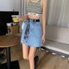 A-line Skirt Fashion Trend Y2k Jean Summer Ins Design Sense Slit High Waist Denim Short Skirt Female All-match Slim Bag Hip