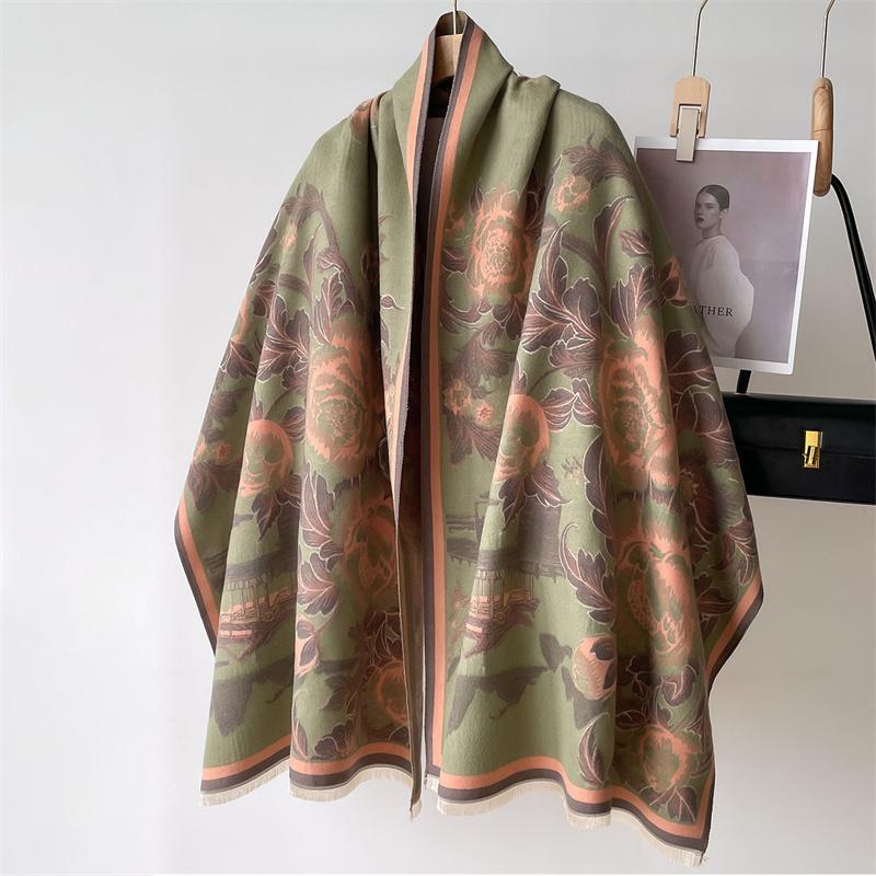 Luxury Winter Cashmere Scarf Women  Design Warm Pashmina Blanket Poncho Scarves Female Shawl Wraps Thick Foulard Bufanda