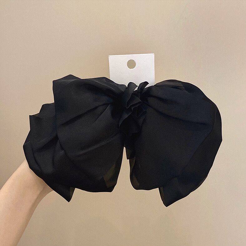 Заколка для волос с большим бантом, женский пружинный зажим, головной убор, зажим для хвоста, аксессуары для волос чёрный