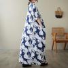 DIMANAF 2024 Plus Size Dress Women Summer V-Neck Sundress Bohemian Floral Print Loose Big Oversize Maxi Dress 9045
