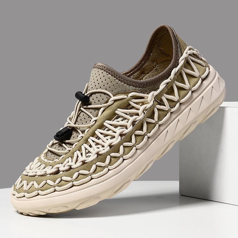 Independent station popular summer hollow breathable casual mesh shoes hand-woven one-pedal sandals large size 47