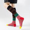 Striped Knee High Socks Women Retro Colorful Knee Socks Stretchy Breathable Casual Socks for Roller Skating Running Sports Daily Wear