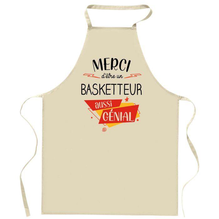 Tablier de cuisine - Cœur Merci Génial - Impression française durable - Coton épais résistant - Liens ajustables