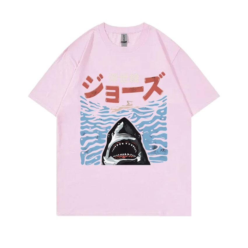 Japanese Vintage Shark Week Funny Meme Tshirt Men Women Fashion Casual Oversized T Shirts Men's Pure Cotton Short Sleeve T-shirt