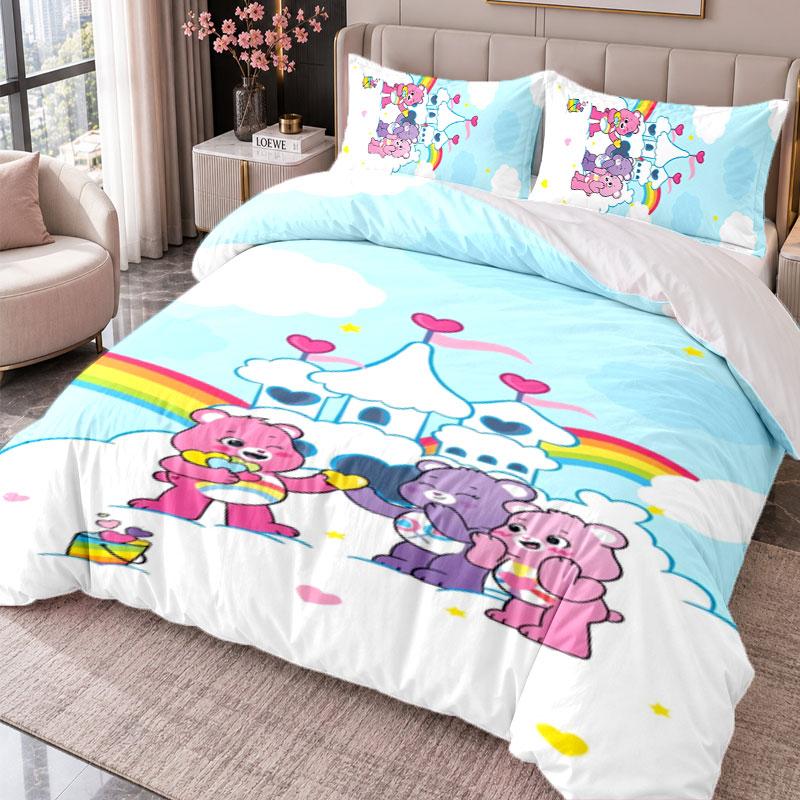 Care Bears 3Pcs Bedding Set Duvet Cover With Two Pillowcases For Bedroom Home Decoration