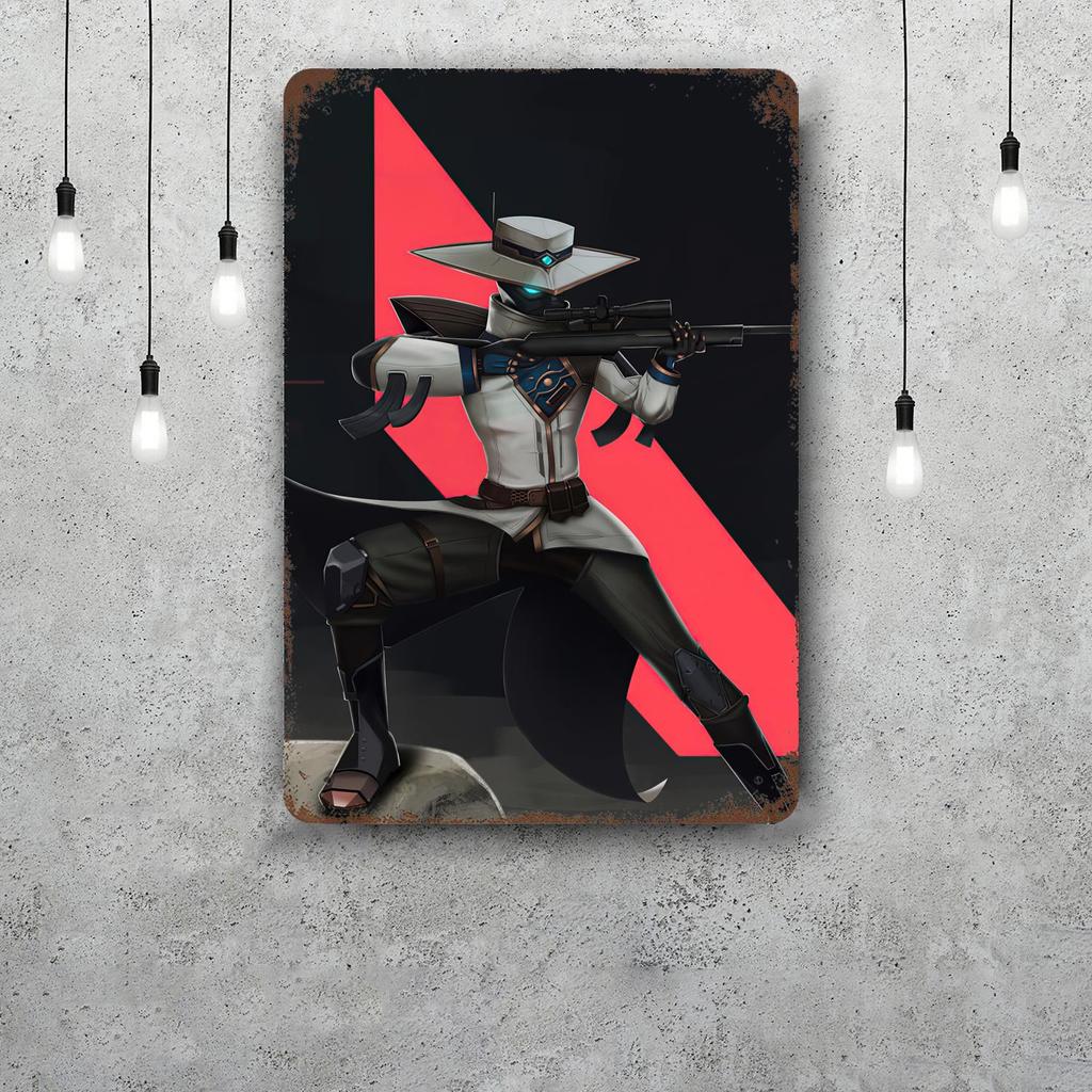 Cypher Valorant Vintage Metal Tin Signs Posters Decor Retro Metal Plaque Wall Art Decor for Garage Bar