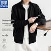 ROMON Men's Spring/Autumn Full-Zip Stand-Collar Cotton Blend Casual Jacket
