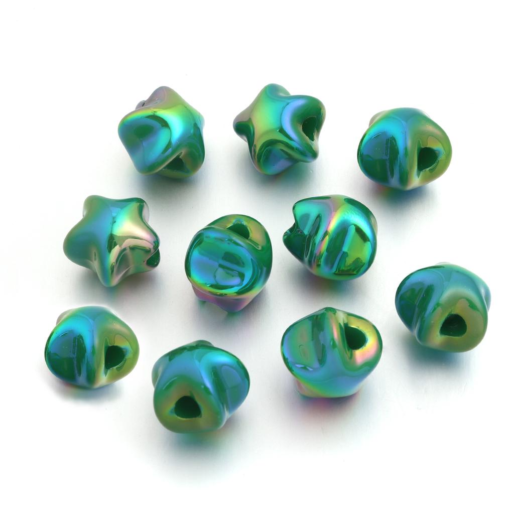 10pcs/lot Plated Color Acrylic Star Beads Loose Spacer Pentagram Beads For DIY Charms Bracelet Phone Chains Jewelry Accessories