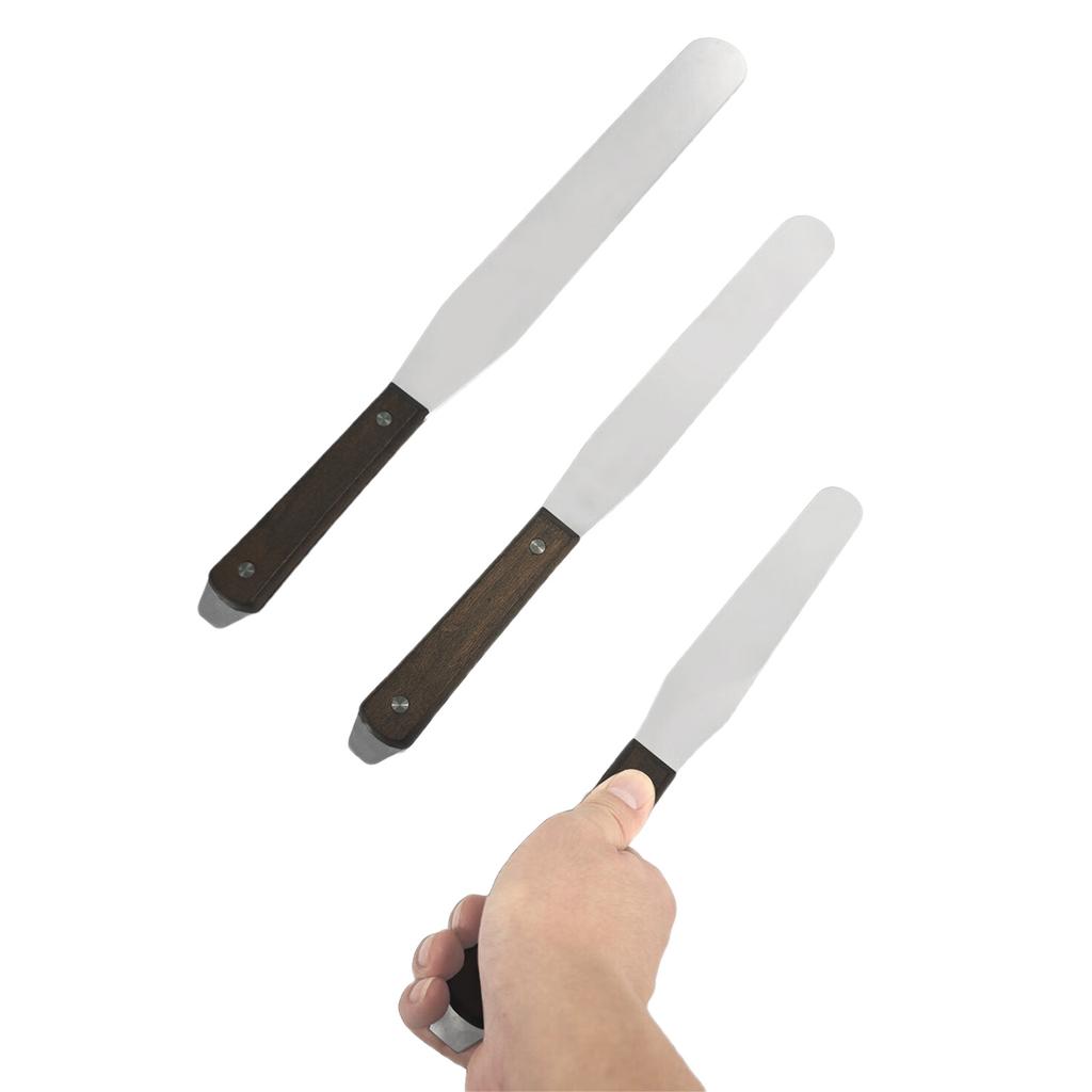 Stainless Steel Ink Adjusting Knife wIth Wood Handle Solder Paste Mixing Knife Screen Printing Scraper Tool Accessories