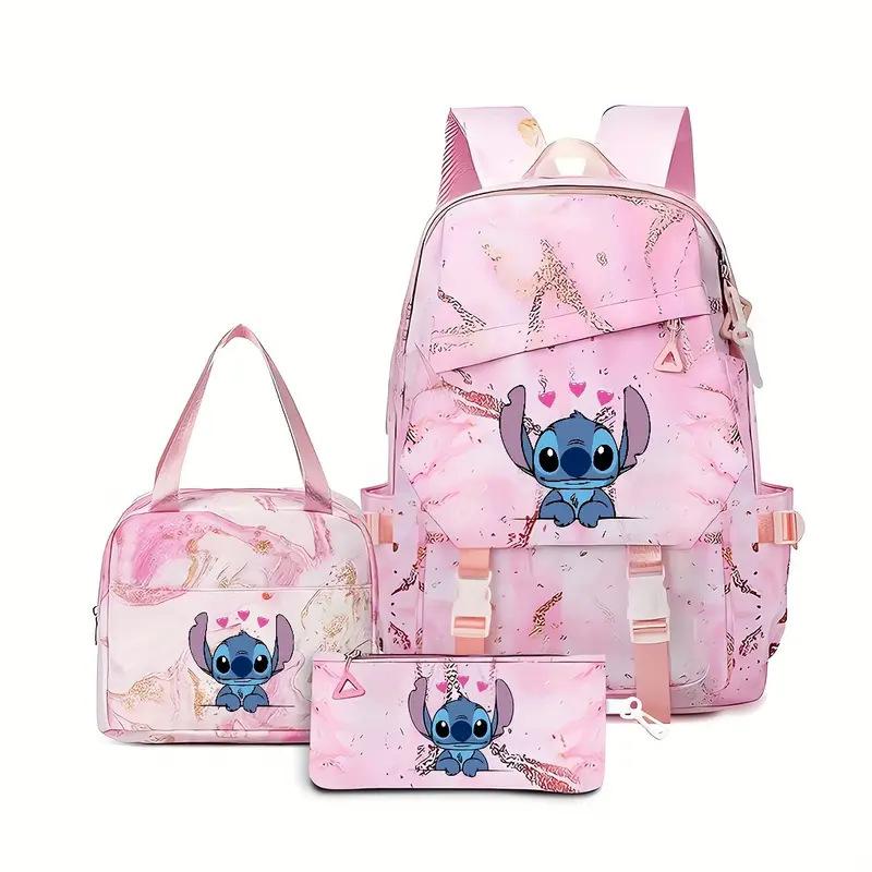 Student Schoolbag Three-Piece Large-Capacity Backpack Lunch Bag Pencil Case Diy