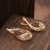 1 Pair Golden Color Vintage Hollow Pattern Drop Earring Shiny Synthetic Zirconia Accessories Trend Jewelry