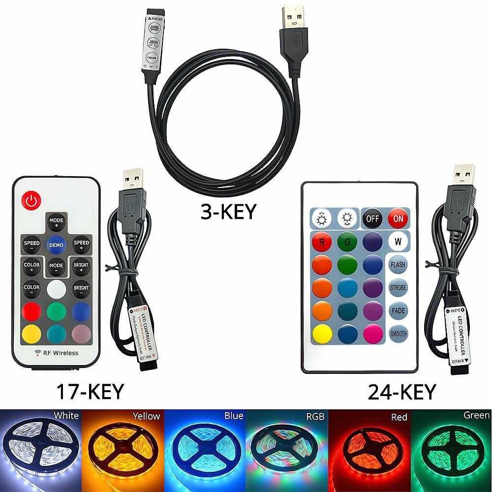 

DC 5V USB RGB управление светодиодной лентой 3K 17K 24K беспроводной пульт дистанционного управления светодиодный контроллер 144 Вт высокомощные диммеры переключатель обесцвечивание 3Key-Controller