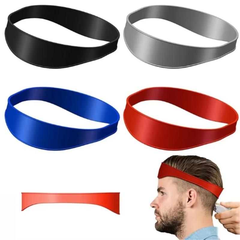 Silicone Hairline Cutting Guide Band Curved Edge Adjustable Fit For Home Diy Haircut Barbershop Use