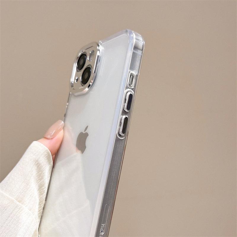 Simple metal precision frame transparent Case for iPhone 16 Pro Max 15 14 Plus 13 12 11 Pro XS XR All-inclusive fall protection Cover