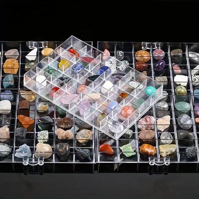 Crystal Display Case - Transparent Plastic Storage Box For Natural Stones, Rocks & Gemstones Collection