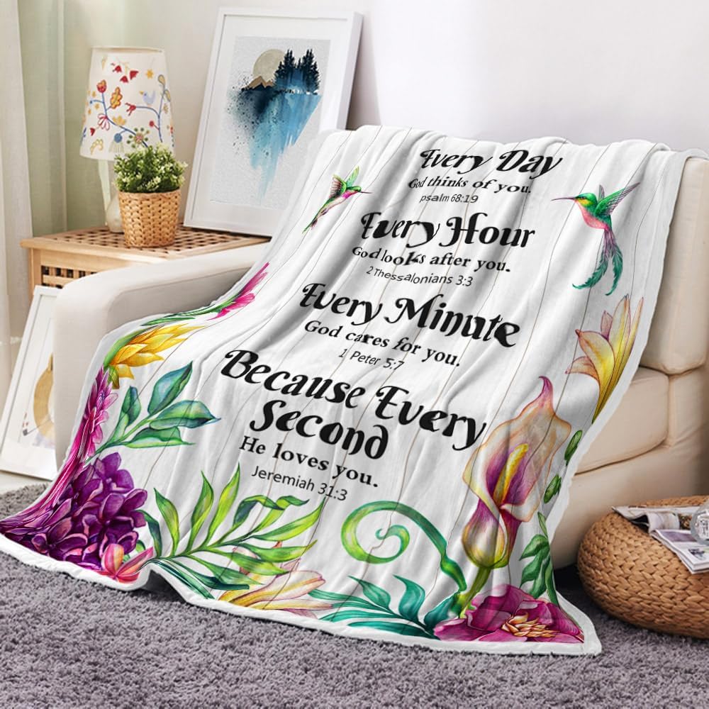 Textilien Unisex Coral Flannel Throw Blanket For Couch, Believe In God Bed Sofa Warm Blankets For Bed Camping Travel Living Room Bedroom, Inspirational