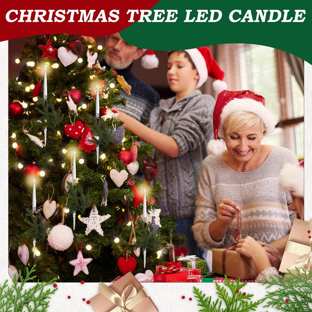 Velas de Árvore de Natal com Controlo Remoto Velas LED Sem Chama Luzes Decorativas 6 Peças Decorações de Natal para Feriado Interior