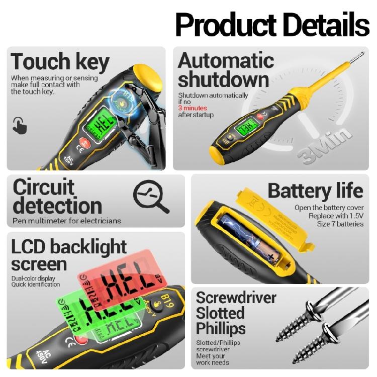 Electrician Tester Pen Word/Crossing High Torqued Screwdriver Electricity Detector Meter Buzzer Alarm Electricity Test Tool