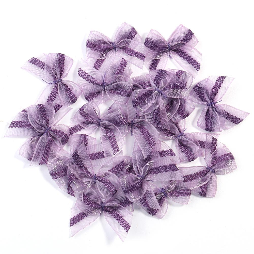 30Pcs/Lot Pink Purple Mesh Lace Bows Polyester Satin Ribbon Patch Applique DIY Decoration Headwear Accessories