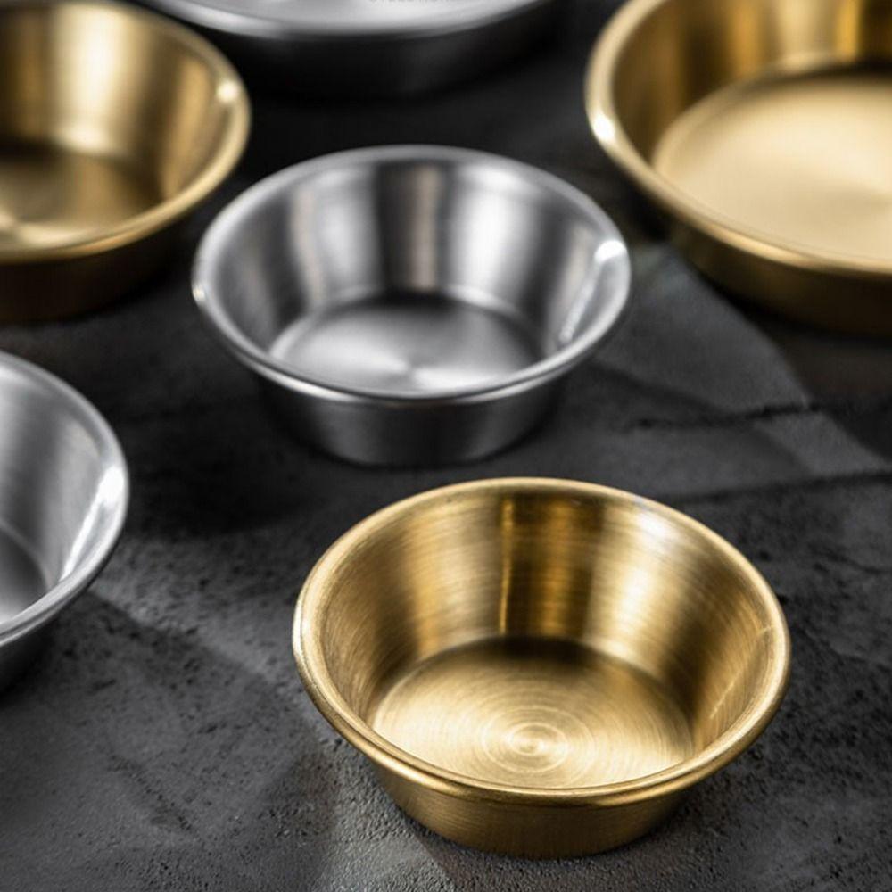 1Pcs Sushi Dipping Sauce Dishes Mini Appetizer Plates 304 Stainless Steel Seasoning Tray 7/8/10/11cm Bowl Sauce Plate