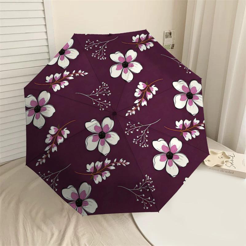 

1PC Floral Pattern Umbrella-8-Rib Reinforced, Automatic Open, Lightweight & Durable, Fashion Accessory for Outdoor-L0403