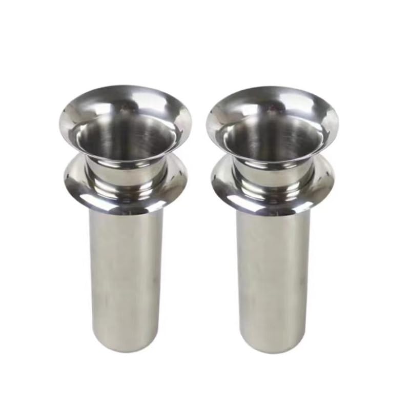 

High-quality stainless steel flower vase for graves, with a center-loading mechanism, 58mm diameter, and 145mm depth below the ring. Set of 2