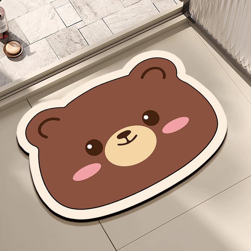 Mata podłogowa z ziemi okrzemkowej, kreskówkowa mata podłogowa do łazienki, silnie chłonna, domowa, pod drzwi toalety, antypoślizgowa mata