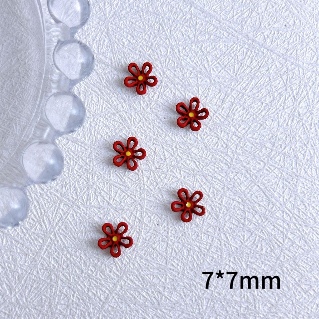 New Hot-Selling Alloy Red Series New Year Heart Flower Nail Art Accessories Handmade DIY Wearable Nail Hair Clip