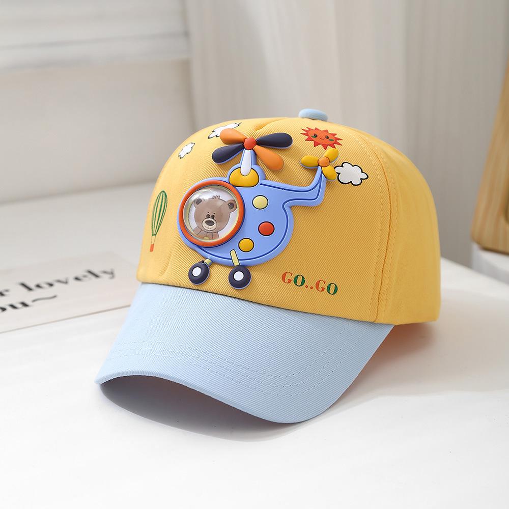 

Cute children s teddy bears fly planes, baseball caps, summer standing brimmed hats, children s duckbill hats, outdoor sun hats 52-54CM