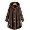 Autumn and Winter Fashion Women's Clothing European and American Style Button Plush Coat Irregular Plush Top Solid Color Coat