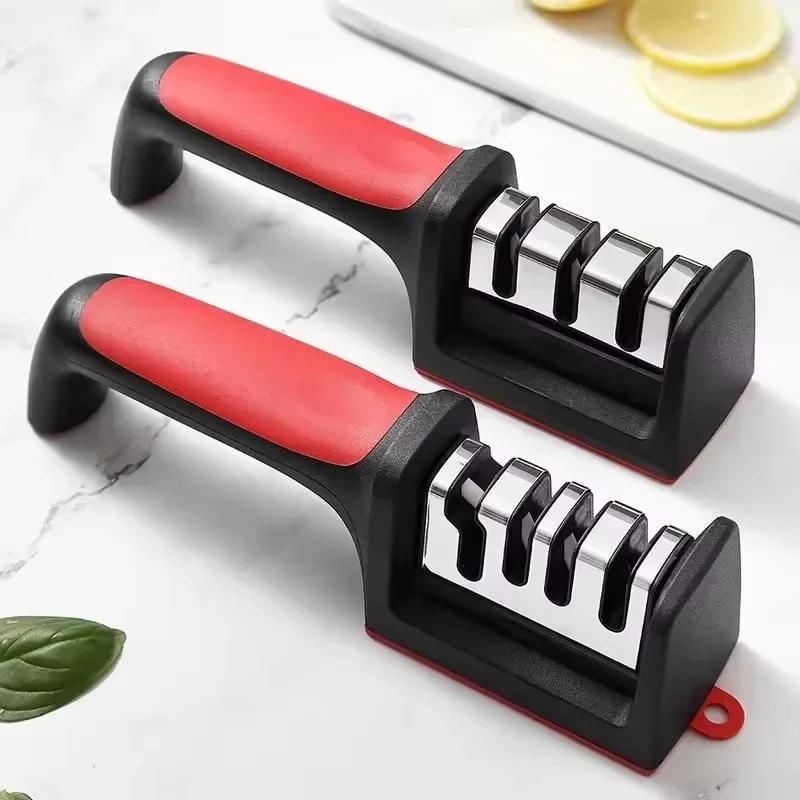 Kitchen Professional Tool - 4-Stage Type Knife Sharpener with Diamond Coated Blades for Quick Knife Sharpening