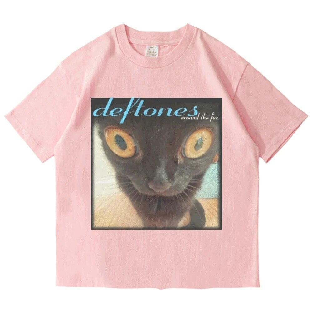 Deftones Around The Fur T-shirt unisex da donna Street Hip-hop Harajuku oversize maniche corte T-shirt in cotone nero alla moda